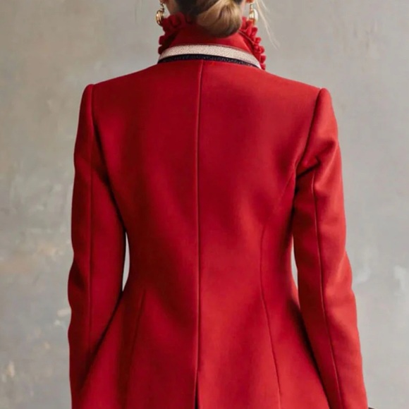 Elegant Red Embroidered Women's Jacket - Picture 2 of 7